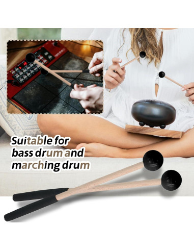 Mallets de Glockenspiel Biaungdo 2 Piezas Goma Madera Negro