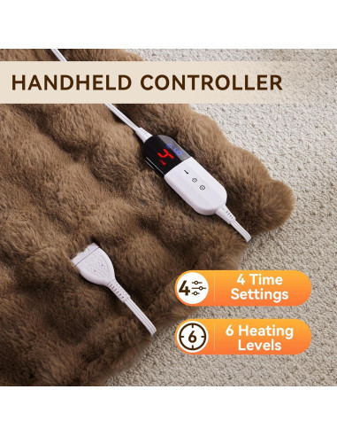 Manta Eléctrica Anysay 127x152 cm 6 Niveles Calor Marrón