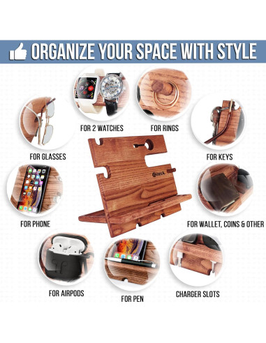 Estación de Acoplamiento BarvA de Madera Natural para Teléfonos