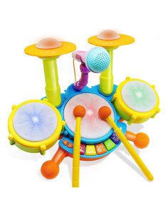 Juego de Batería para Niños HOMILY Verde con Micrófono