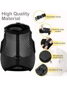 Arnés Ajustable para Conejo PETTOM con Correa Elástica Negro XS 2