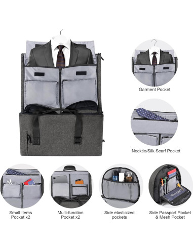 Bolsa de Viaje CONTAIL 45L Unisex con Correa Mochila y Funda Zapatos