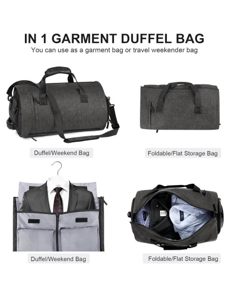 Bolsa de Viaje CONTAIL 45L Unisex con Correa Mochila y Funda Zapatos