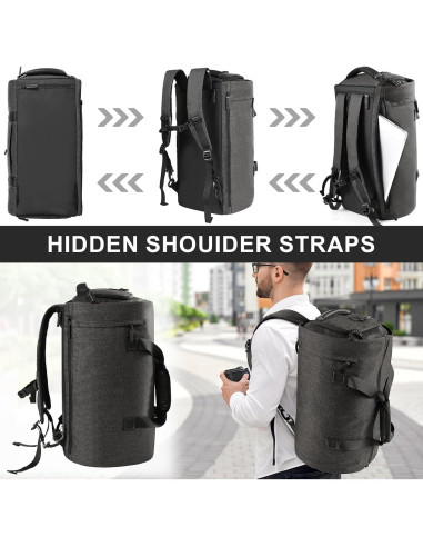 Bolsa de Viaje CONTAIL 45L Unisex con Correa Mochila y Funda Zapatos