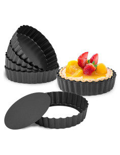 Juego de 6 Moldes para Tartas 5 Pulgadas MEICHU Acero al Carbono