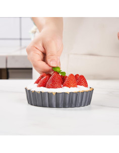 Juego de 6 Moldes para Tartas 5 Pulgadas MEICHU Acero al Carbono 2