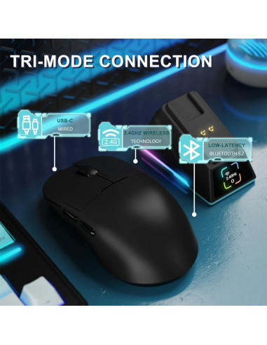 Ratón Inalámbrico A.JAZZ AJ159APEX 56g 42000DPI RGB para Gaming