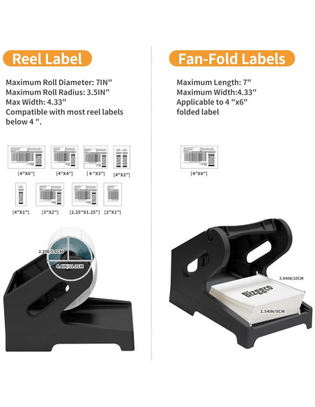 Soporte de Etiquetas Térmicas Bizggco BG-L01 Negro 20.32x13.97x15.24cm