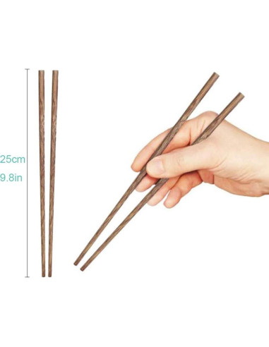 Set de 10 Pares de Palillos de Madera Ecológicos 25 cm
