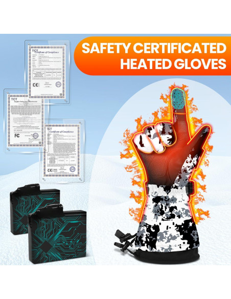 Guantes Calentados MADETEC Unisex 7.4V Impermeables Camuflaje