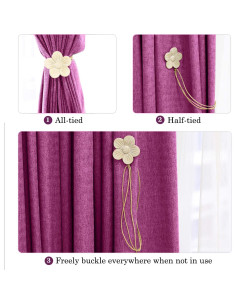 Corbata Magnética Vintage Lewondr 2 Piezas Beige para Cortinas 2