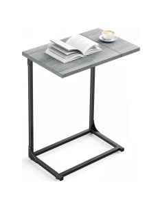 Mesa Lateral en C Pipishell PIET11G, Metal y Madera, 54x30cm