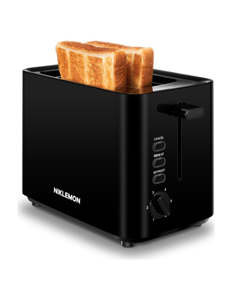 Tostadora NIKLEMON 2 Rebanadas Negra 750W con 6 Niveles