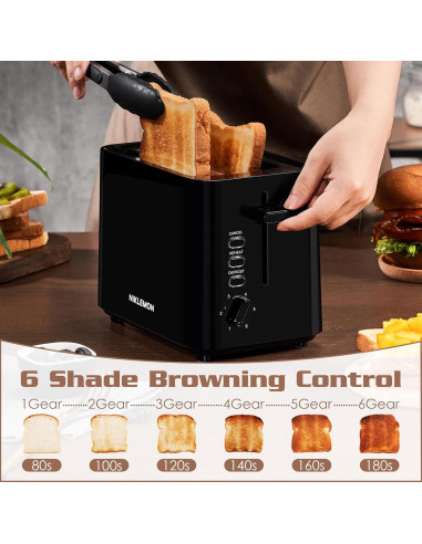 Tostadora NIKLEMON 2 Rebanadas Negra 750W con 6 Niveles