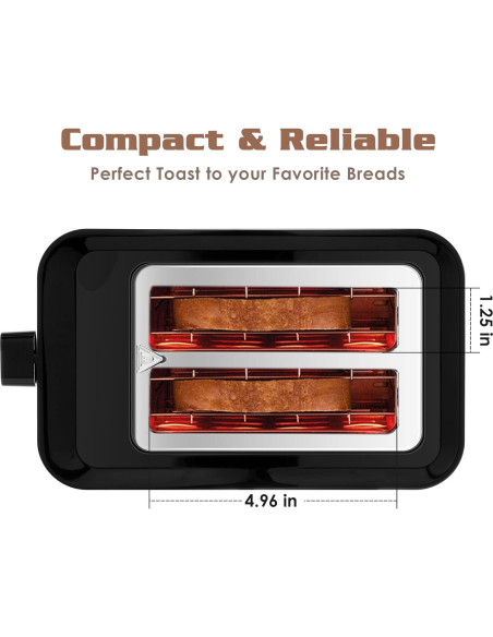 Tostadora NIKLEMON 2 Rebanadas Negra 750W con 6 Niveles