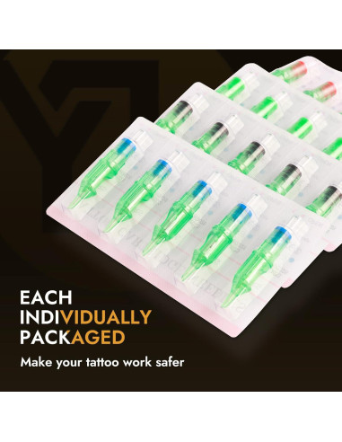 Cartuchos de Agujas de Tatuaje Yuelong 1003RL 20 Piezas Esterilizadas