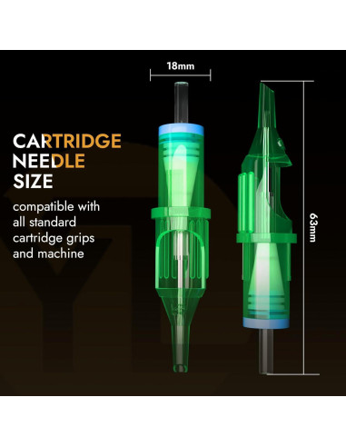 Cartuchos de Agujas de Tatuaje Yuelong 1003RL 20 Piezas Esterilizadas