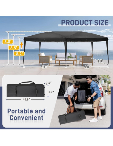 Carpa Plegable VINGLI 10x6 m Impermeable con Bolsa de Transporte