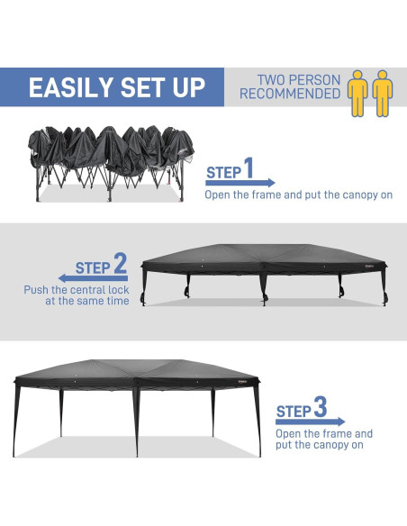 Carpa Plegable VINGLI 10x6 m Impermeable con Bolsa de Transporte