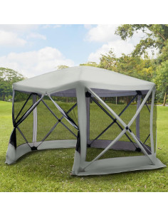 Carpa Plegable Outsunny 3.5x3.5m Hexagonal Beige para Exterior 2