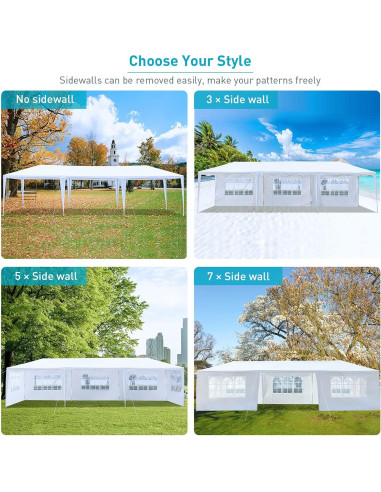 Carpa de Fiesta 3x9 m ANT SKU Blanca con Paredes Laterales