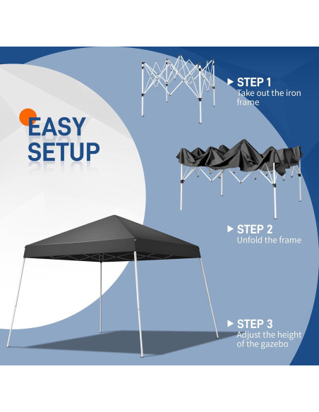 Carpa Gazebo Instantánea Vasitelan 3x3m Impermeable UV Negro