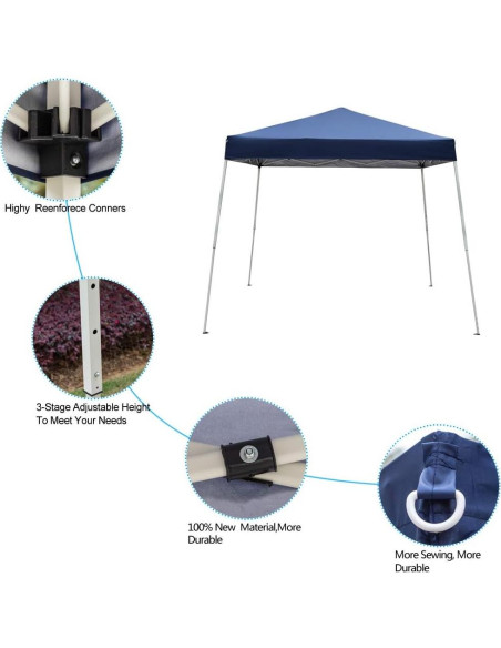 Carpa Plegable Impermeable Flandre 3x3m Azul para Eventos