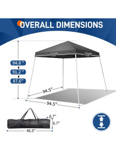 Carpa Plegable 250x250 cm Gris Oscuro con Bolsa de Transporte 2