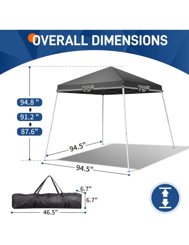 Carpa Plegable 250x250 cm Gris Oscuro con Bolsa de Transporte