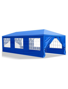 Carpa de Fiesta 3x9m Azul con Paredes Laterales para Eventos