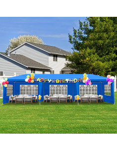 Carpa de Fiesta 3x9m Azul con Paredes Laterales para Eventos 2
