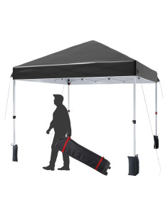 Carpa Plegable 3x3m PhoenixCrest Negra, Impermeable y UV