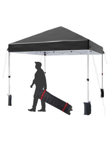 Carpa Plegable 3x3m PhoenixCrest Negra, Impermeable y UV