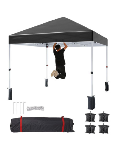 Carpa Plegable 3x3m PhoenixCrest Negra, Impermeable y UV