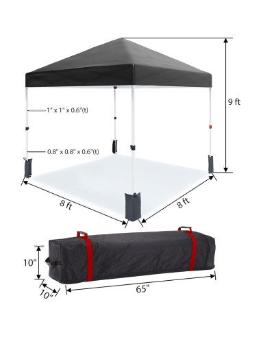 Carpa Plegable 3x3m PhoenixCrest Negra, Impermeable y UV