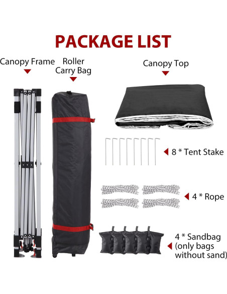Carpa Plegable 3x3m PhoenixCrest Negra, Impermeable y UV