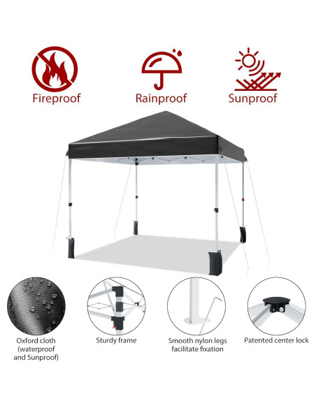 Carpa Plegable 3x3m PhoenixCrest Negra, Impermeable y UV