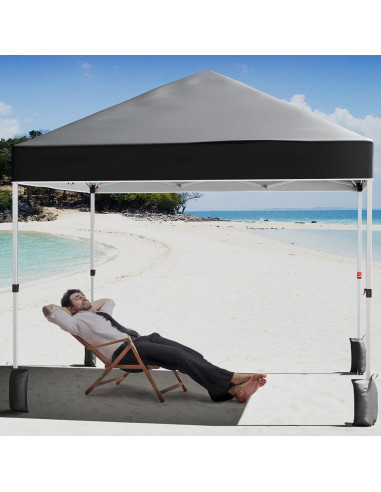 Carpa Plegable 3x3m PhoenixCrest Negra, Impermeable y UV