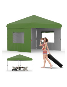 Carpa Plegable 3 Paredes Laterales HarmonyHealth 10x10 ft Verde