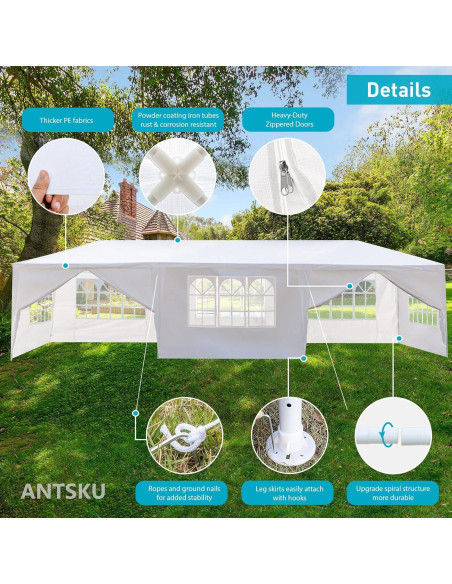 Carpa de Fiesta 3x9 m ANTSKU Blanca con 8 Paredes Removibles