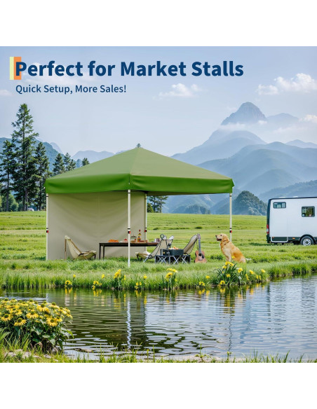 Carpa Plegable 3 Paredes Laterales HarmonyHealth 10x10 ft Verde