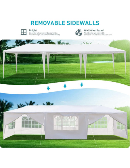 Carpa de Fiesta 3x9 m ANTSKU Blanca con 8 Paredes Removibles