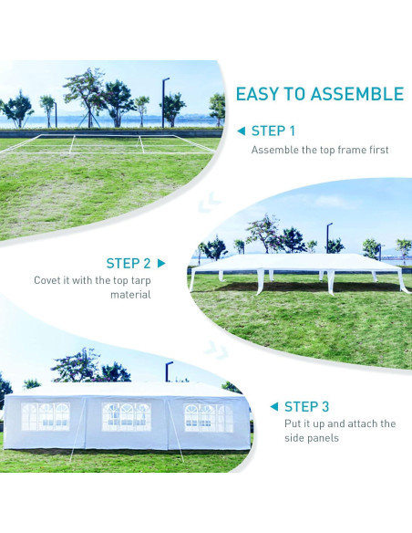 Carpa de Fiesta 3x9 m ANTSKU Blanca con 8 Paredes Removibles