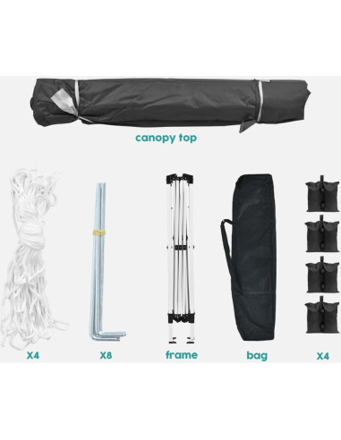 Carpa Plegable 3x3m Havemies con 4 Paredes Removibles Negro
