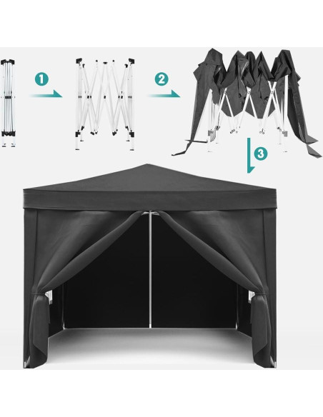 Carpa Plegable 3x3m Havemies con 4 Paredes Removibles Negro Carpa Plegable 3x3m Havemies con 4 Paredes Removibles Negro