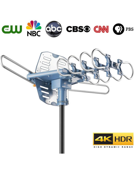Antena HDTV Amplificada Exterior WIN SURPLUS 150 Millas 360