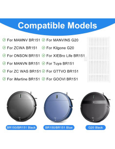 Filtros de Reemplazo HOgardenME para Aspiradora Robot BR150/BR151 - 10PCS 2