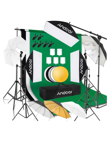 Kit de Iluminación Fotográfica Profesional Andoer con Fondos