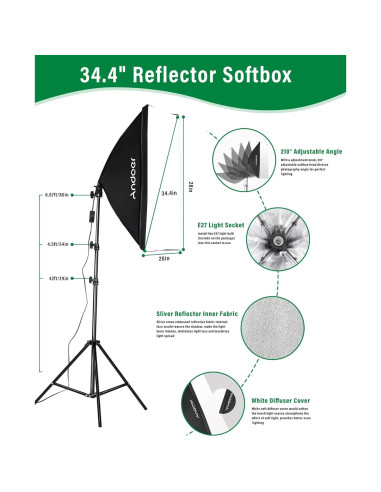 Kit de Iluminación Fotográfica Profesional Andoer con Fondos