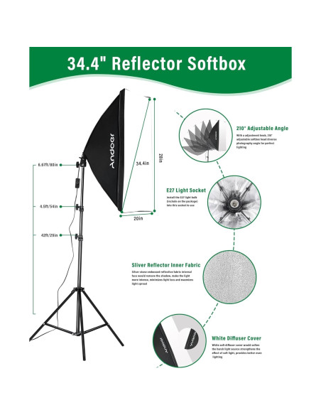 Kit de Iluminación Fotográfica Profesional Andoer con Fondos